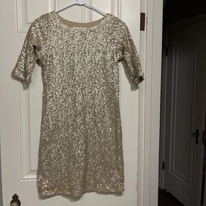 Gold sequin short sleeve dress